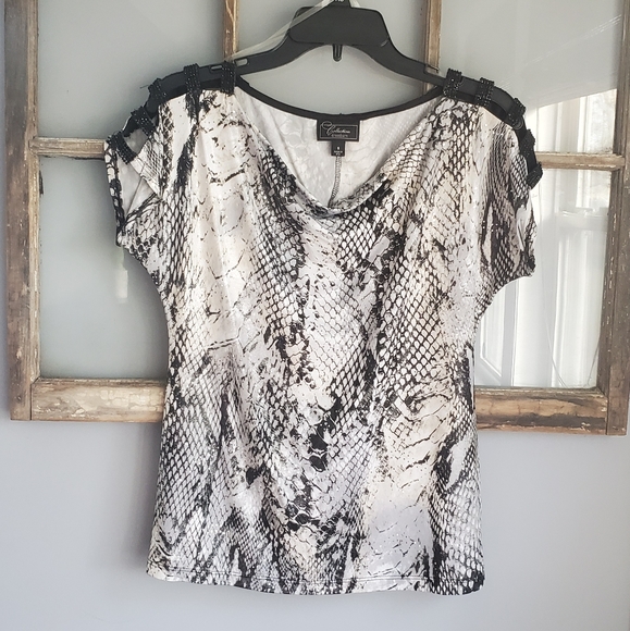 Dress Barn Tops - Snakeskin Shimmery Open Shoulder Blouse